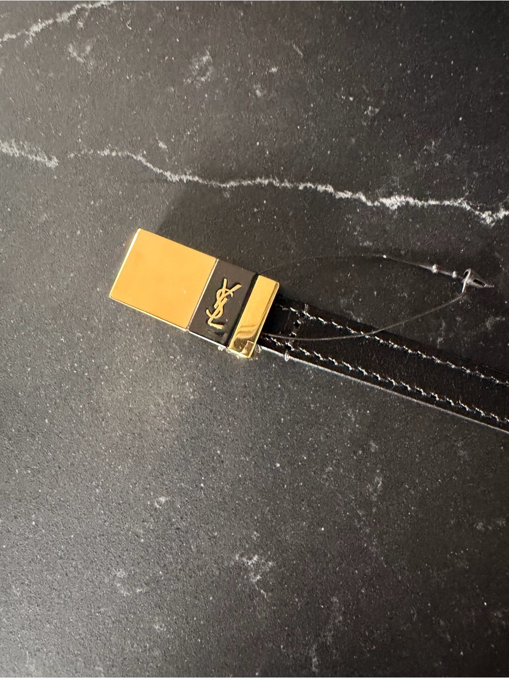 Yves Saint Laurent Black and Gold Money Clip with YSL Logo
